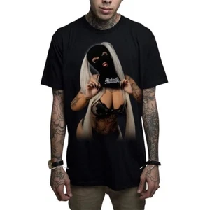 Camiseta Negra Mafiosa Raquel Alternativa Tatuada Sexy Bandido Modelo Urbano Tintado - Imagen 1 de 3