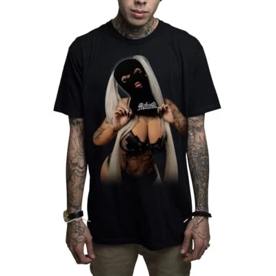 Camiseta Negra Mafiosa Raquel Alternativa Tatuada Sexy Bandido Modelo Urbano Tintado Foto 1 de 3