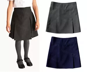 Girls School Skirt Drop Waist Pleated Knee Length Ex F&F Back To School Wear - Picture 1 of 5