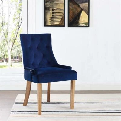 Modway Pose 19" Modern Style Performance Velvet Dining Chair in Navy - Image 1 of 4