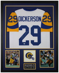 Eric Dickerson Autographed and Framed White Los Angeles Jersey Auto Beckett COA - Picture 1 of 5