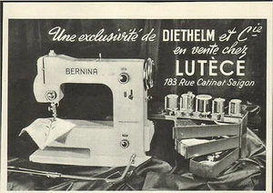 VIETNAM SAIGON PUBLICITE DIETHELM MACHINE A COUDRE BERNINA SEWING MACHINE  1953 - Picture 1 of 1