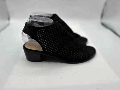 American Eagle Outfitters Block Heels Women's Sz 8W Black Suede Slingback Shoes - Image 1 of 4