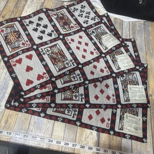 NWT fabric Playing Cards/Poker Theme Place Mats Queen King Spade Hearts Diamond - Picture 1 of 6
