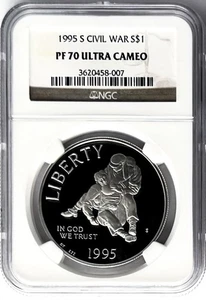 1995 S Civil War Commemorative Proof Silver Dollar $1 NGC PF70 Brown Label - Picture 1 of 2