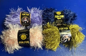 Lot Of Lion Brand Fun Fur Eyelash Yarn x4, Altogether 250 Yards. 4 Diff Colors - Picture 1 of 5