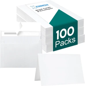 100 Pack White Blank Cards and 100 Pack Envelopes 4X6, Note Greeting Cards and E - Picture 1 of 12