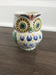 Gorky Gonzalez Owl Mug Signed Hand Painted Made in Mexico Blue/Yellow/Green - Picture 1 of 6