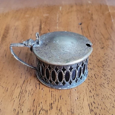 Vintage/Antique Silver-Plated Small Mustard Jar EPNS England Cobalt Glass - Image 1 of 3