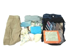 Lot of Vintage Fabric Remnants Shirts Pants Ties Corduroy Silk for Crafts - Picture 1 of 5