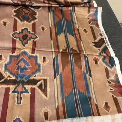 Southwestern Aztec Floral Interior Fabric Design Dupont Teflon 2 1/4yds x 55" - Image 1 of 4