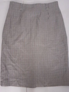 M&S Marks & Spencer Vintage pencil skirt tweed houndstooth browns 30 waist/41hip - Picture 1 of 5