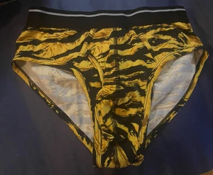 ASOS men's yellow / black Tiger print bikini brief underwear size Small NWOT - Picture 1 of 3