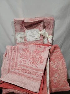 Zina Vasi Christmas 70×108 Tablecloth & X3 Napkin Set Red Holiday Collection  - Picture 1 of 10