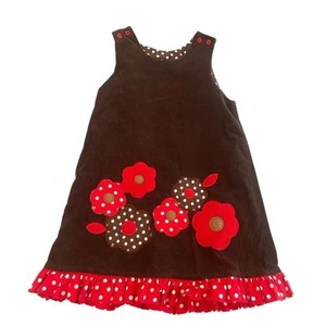 Vtg Bailey Boys Girls Reversible Corduroy Jumper Dress Size 5 Brown Made in USA - Picture 1 of 9