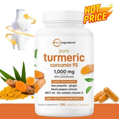 Curcumina com pimenta preta 120 cápsulas - Suporta a saúde óssea e articular - Imagem 1 de 4