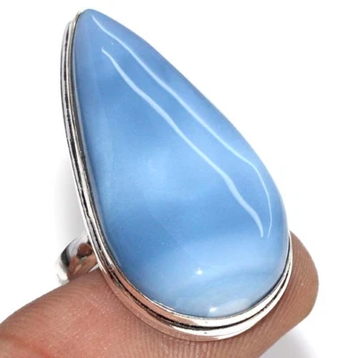 Anillo Owhyee Azul Ópalo 925 Chapado en Plata Piedras Preciosas Hecho a Mano EE. UU. 6,5 MJ Foto 1 de 3