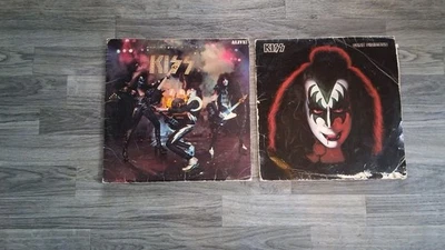 Kiss Alive 1975 Vinyl W/ Book + Kiss Gene Simmons 1978 VG+ Vinyl Worn Sleeves - Image 1 of 4
