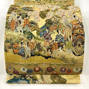 Kimono giapponese, SETA Fukuro OBI, Rokutu, filo GLD, foil, allenatore, Heian, L14'5"..4635 - Foto 1 di 12