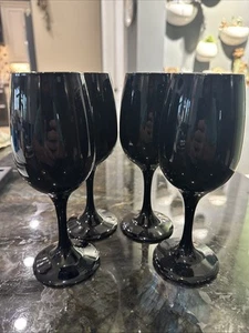 4 schwarze Amethyst Weinglas Stielgläser Blind Verkostung Gläser - Bild 1 von 5