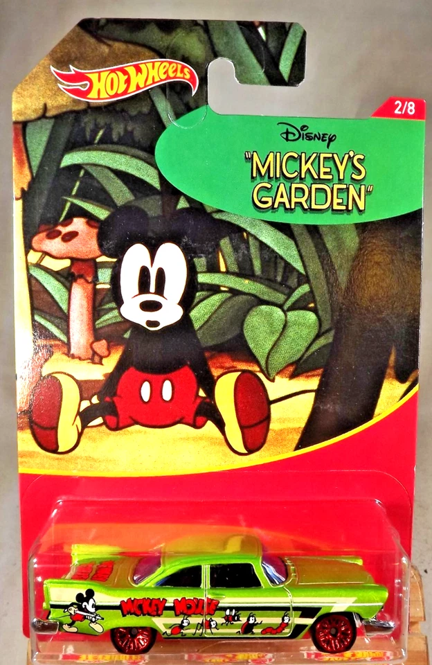 2018 Hot Wheels Disney Mickey's Garden 2/8 '57 PLYMOUTH FURY Green w/Red Lace Sp - Image 1 of 4