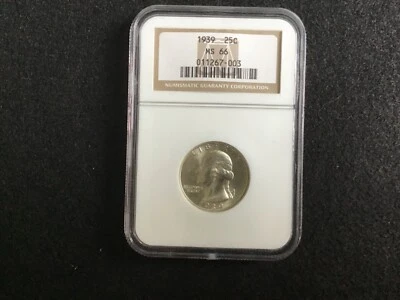 1939 Washington Quarter Coin 25c NGC MS66 - Image 1 of 4