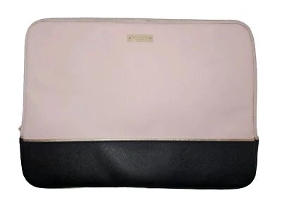 Kate Spade Black & Pink Padded Laptop Case Zip Computer Sleeve Saffiano Leather - Image 1 of 4