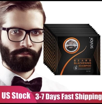 Champú tinte para cabello barba negra para hombres 10 piezas oscurecimiento permanente coloración para cabello Foto 1 de 3
