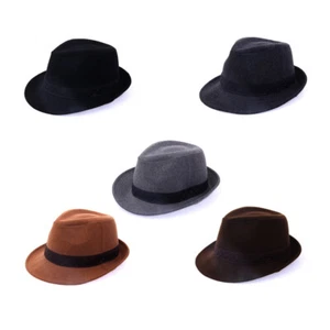 2XL 64Cm Unisex Mens Classic Wool Casual Fedora Trilby Soft Hamburg Bowler Hats - Picture 1 of 7