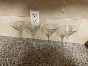 MARTINI COCKTAIL SIMPLE CLEAR GLASS 6.75" TALL SET OF 3 STEMWARE BARWARE - Picture 1 of 8