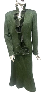 Da Vinci Knits 3 Piece Suit Church Easter Derby Crystal Accent Ruffled Lapel 10 - Picture 1 of 8
