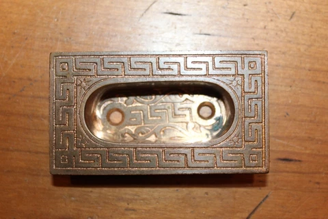 Antique Ornate Cast Bronze Recessed Window Sash Lift L-80 Cover