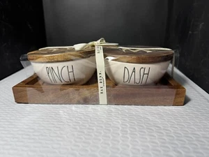 Rae Dunn Pinch Dash Cellar Bowls With Wooden Stand New (Z59) - Picture 1 of 4