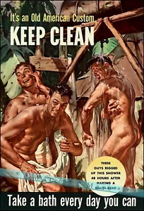 Retro Military Art 1944 It’s an American Custom Keep Clean WWII Vintage Poster - Bild 1 von 4