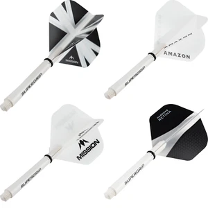 Harrows Supergrip Dart Stems Shafts + White Standard Flights Combo - Picture 1 of 5