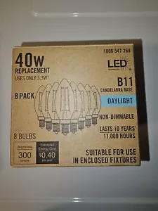 LED Tech 40w 300 Lumens B11 Candelabra Base Soft White non Dimmable 8-Pack - Picture 1 of 3