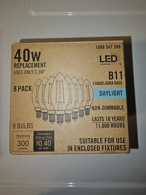 LED Tech 40w 300 Lumens B11 Candelabra Base Soft White non Dimmable 8-Pack - Image 1 of 3