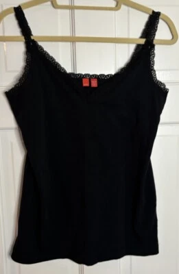 Camiseta sin mangas Esprit negra camisola cami con superposición de encaje talla XL cuello en V Foto 1 de 4