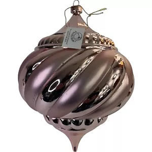 6 Vintage 7” Pink Swirl Onion Teardrop Shatterproof Christmas Ornaments Kid Safe - Picture 1 of 6