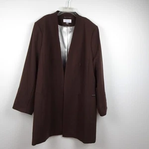 Calvin Klein Open Front Blazer Jacket Women's Plus Size 24W Brown Lined Office - Picture 1 of 12