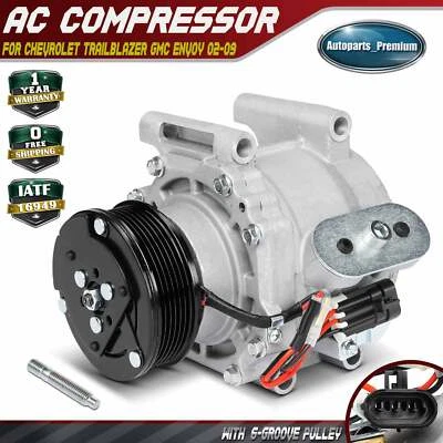 Compresor de aire acondicionado con embrague para Chevrolet Trailblazer GMC Envoy 2002-2009 L6 4,2 L Foto 1 de 4