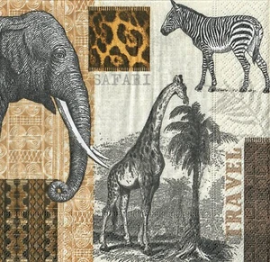 4 x Single Paper Napkins Decoupage Craft Table/ Wild Animals Safari 44 - Picture 1 of 3