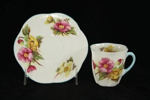 Shelley England Fine Bone China BEGONIA Demitasse Cup & Saucer - Picture 1 of 7