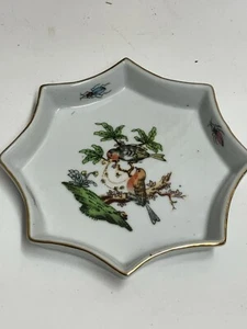 Bird And Bugs Trinket Dish With Gold Trim - Picture 1 of 1