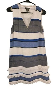 CHELSEA & THEODORE Sleeveless V NECK Dress White, Black, Blue. Women Sz SP - Picture 1 of 6