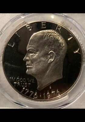 1976 S Eisenhower Dollar $1 IKE Type 1 Deep Cameo Proof Silver PR 68 - Image 1 of 4