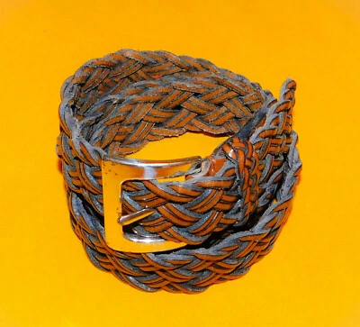 WOMEN'S TALBOTS BROWN/LIGHT BROWN GENUINE BRAIDED LEATHER BELT SIZE 32-34".. - Image 1 of 4