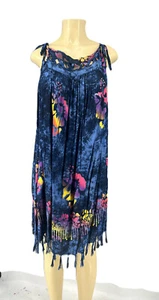 J & J Fashion Viskose überkreuzter Ausschnitt Blumendruck blau lässig Sommer Sommerkleid - Bild 1 von 11