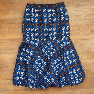 Vintage African Print Skirt Size XL 35" Waist 1990s Handmade Geometric Cotton - Picture 1 of 6