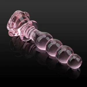 Pink Rose Glass Anal Butt Plug Dildo Beads Anal Trainer Sex Toys for Men Women - Picture 1 of 10